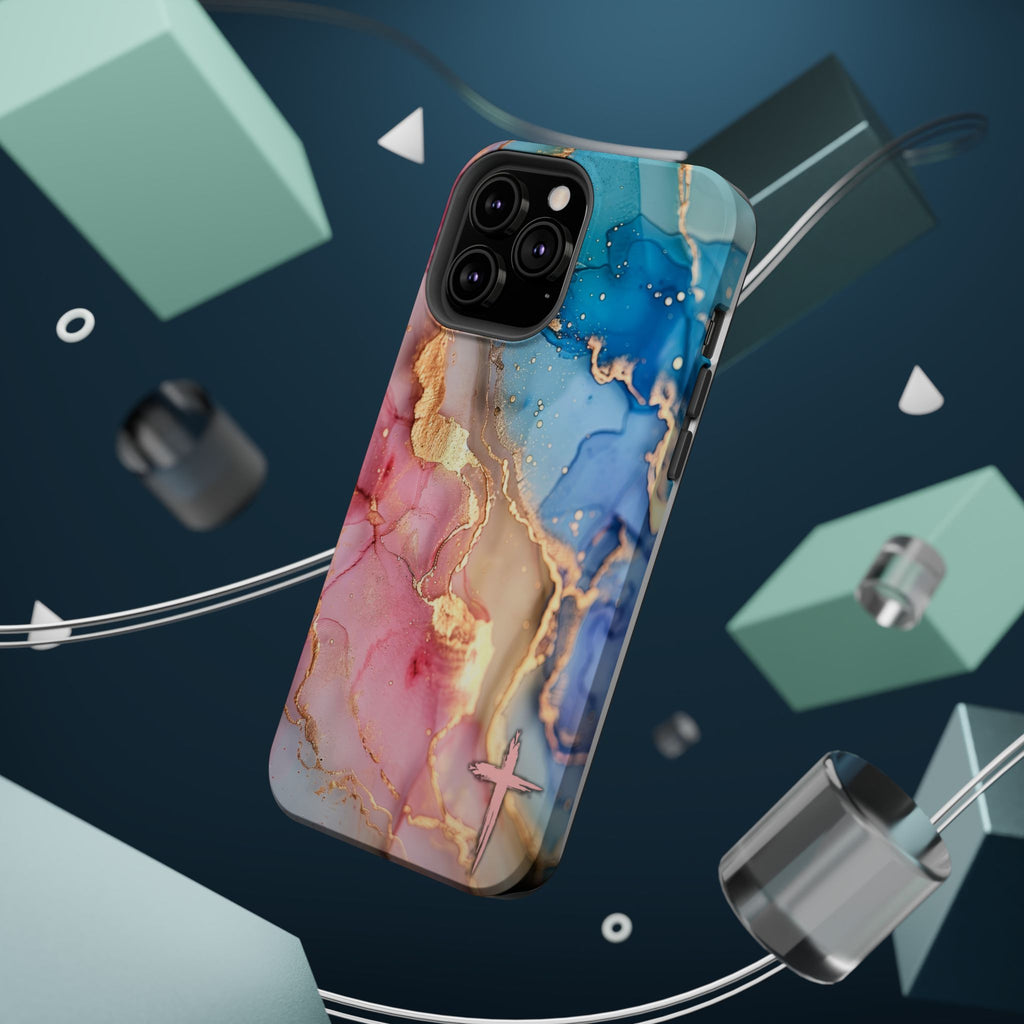 Pink & Blue Marbled MagSafe Phone case