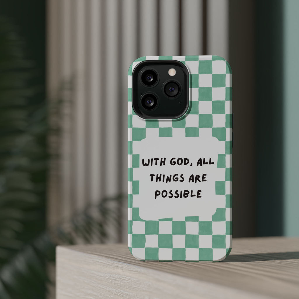 'With God' Checkered Phone Case