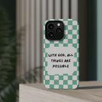 'With God' Checkered Phone Case