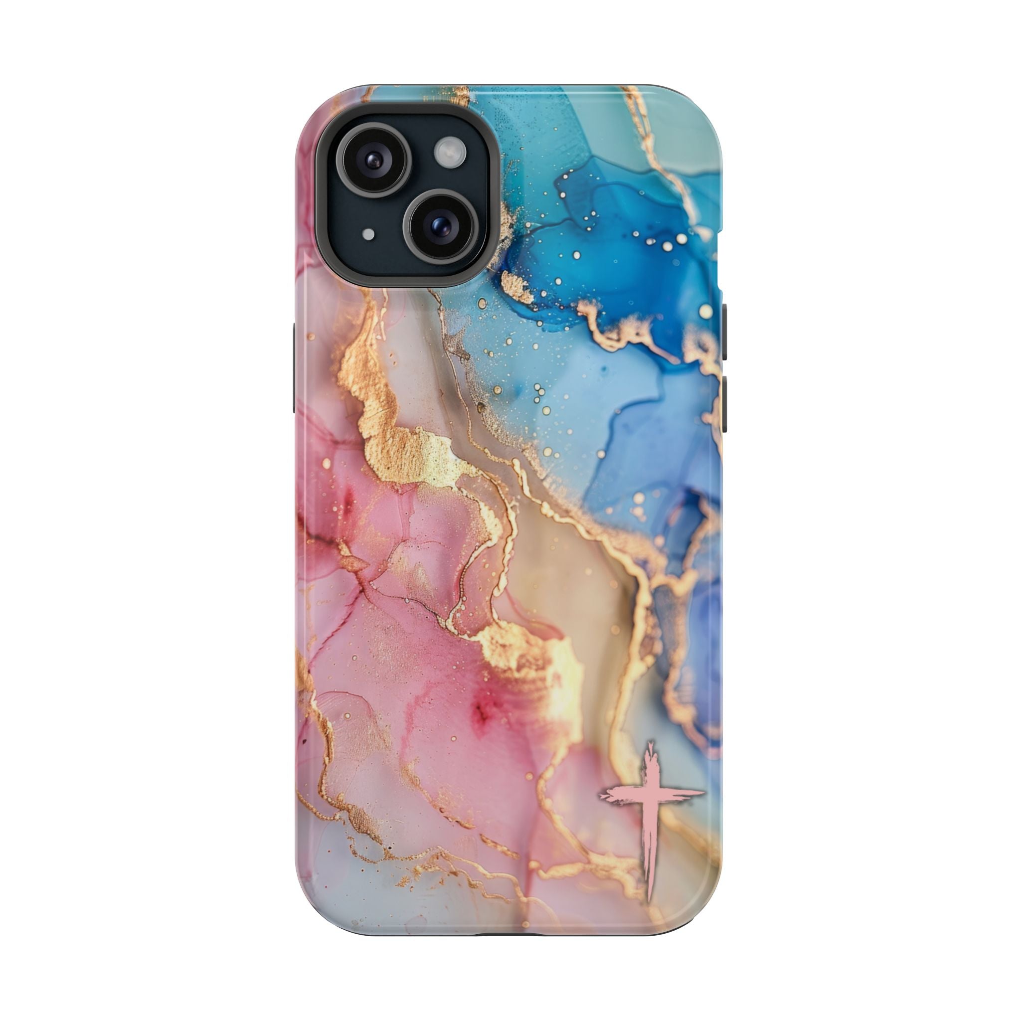 Pink & Blue Marbled MagSafe Phone case