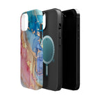 Pink & Blue Marbled MagSafe Phone case