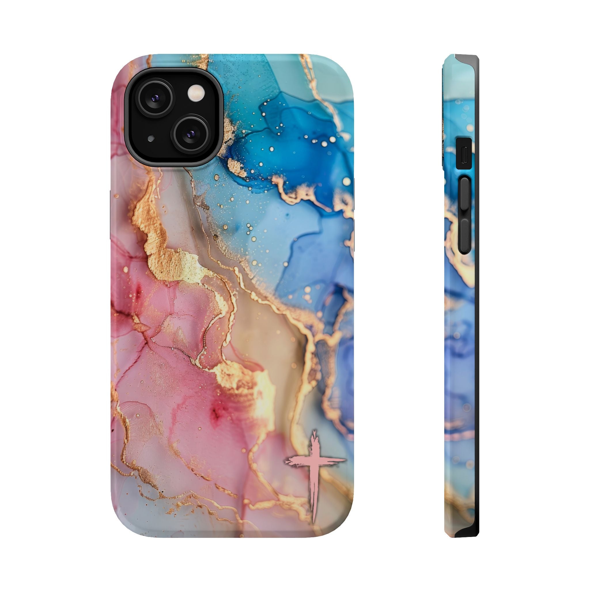 Pink & Blue Marbled MagSafe Phone case