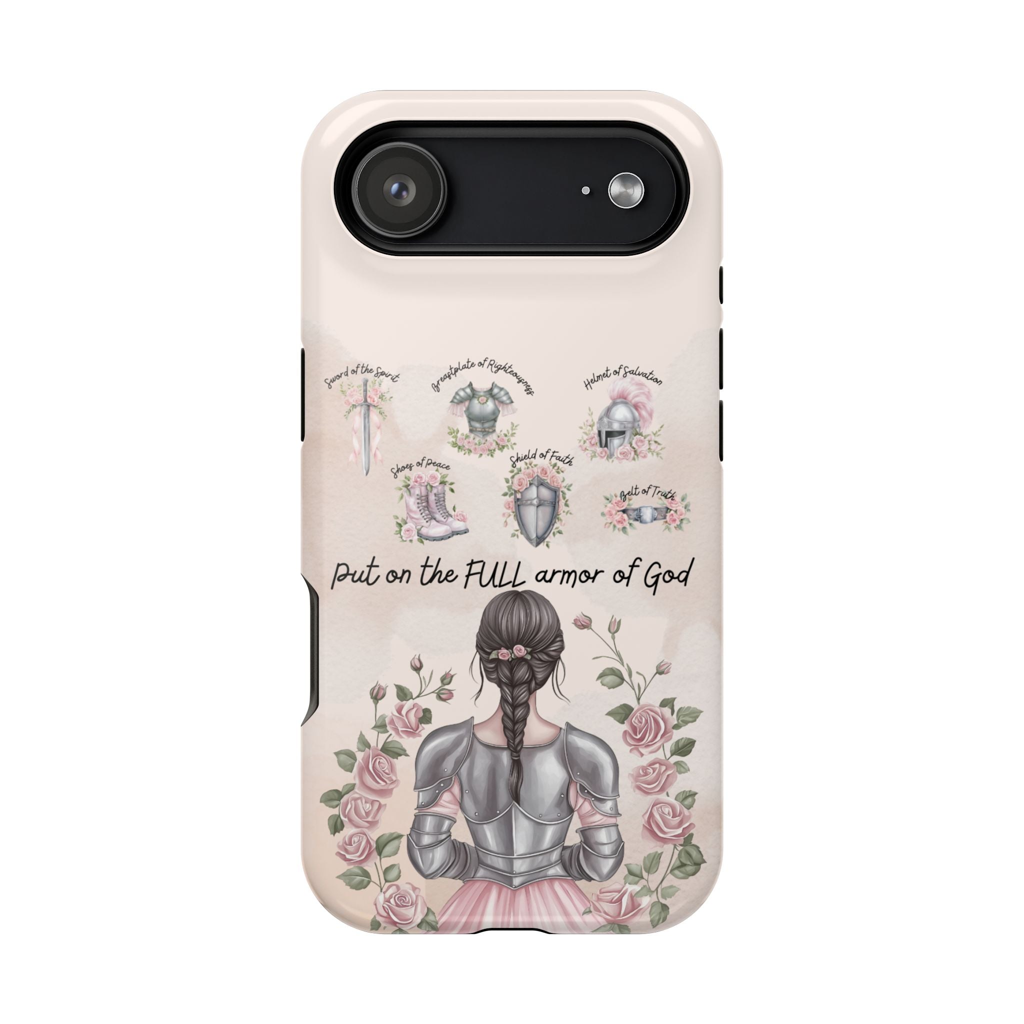 Armor of God Phone Case (dark hair, light skinned woman)