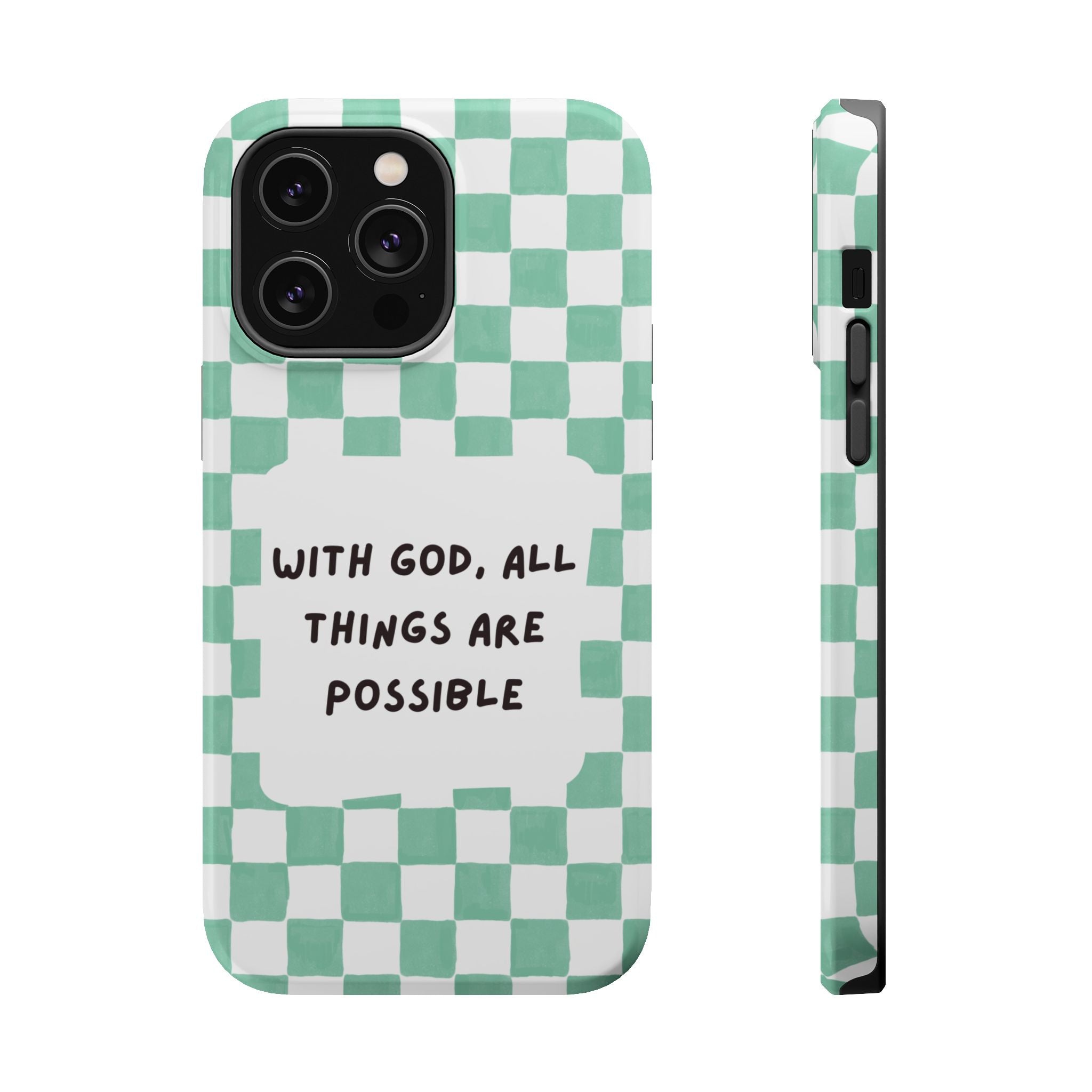 'With God' Checkered Phone Case